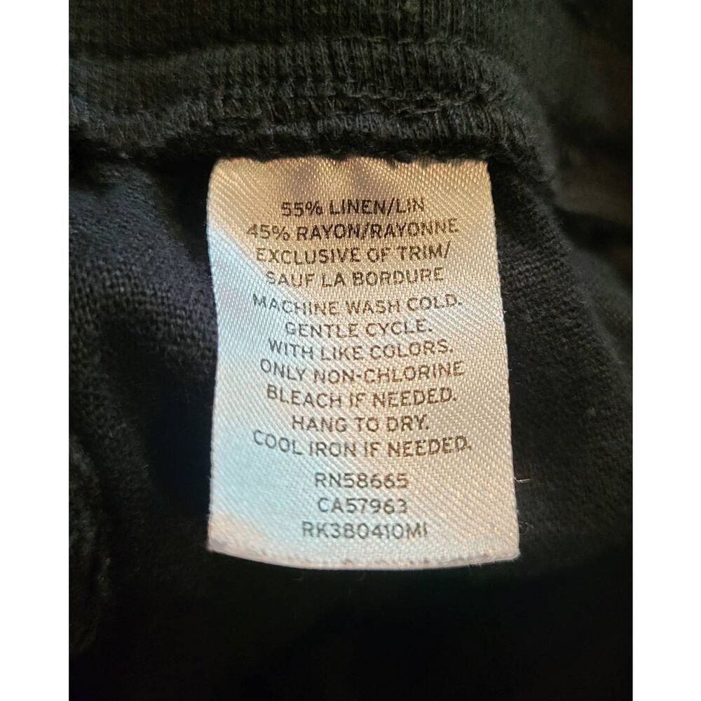 Nordstrom Susina Pants Women's XL Black Linen Blend Cropped Capri Summer Comfort - Picture 3 of 4
